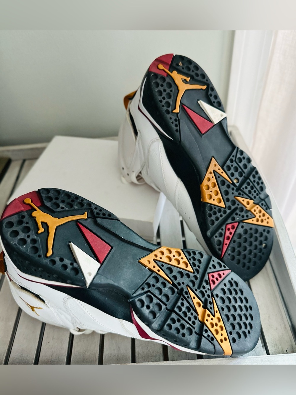Air Jordan 7 Retro White Maroon Gold Basketball Sneakers - Picture 4 of 11